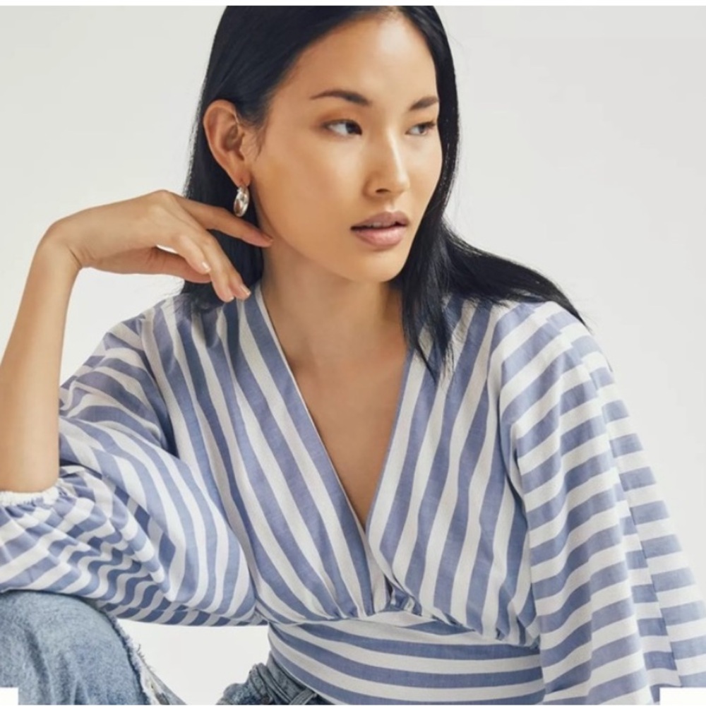 GORGEOUS NWT Dolan for Anthropologie Stripe Crop Wrap Top size XS